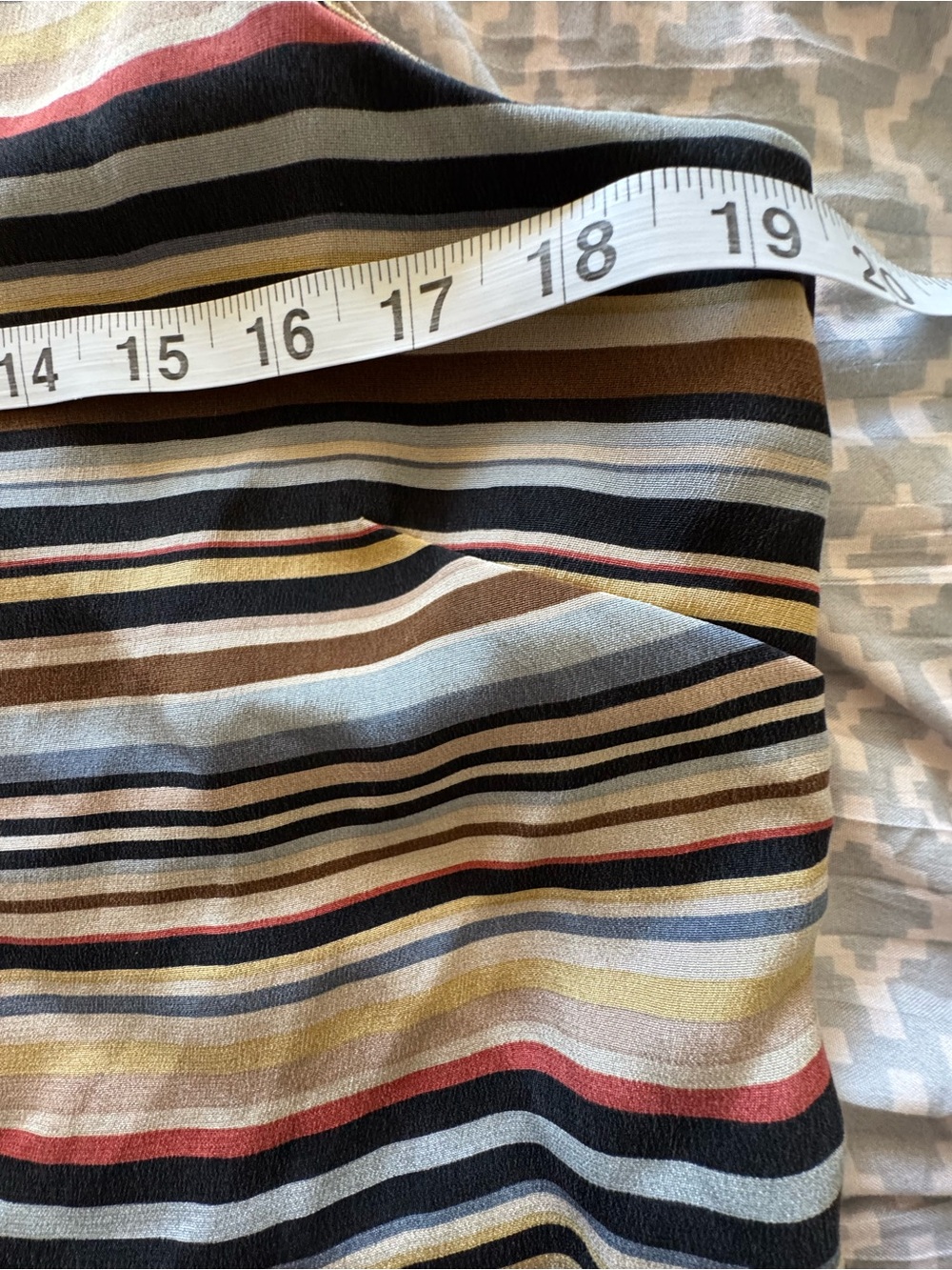 Vintage Jones New York Multi-Color Horizontal Stripe 100% Silk Shell Blouse Sz12 - Picture 9 of 10